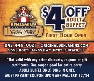 benjamin's seafood buffet price